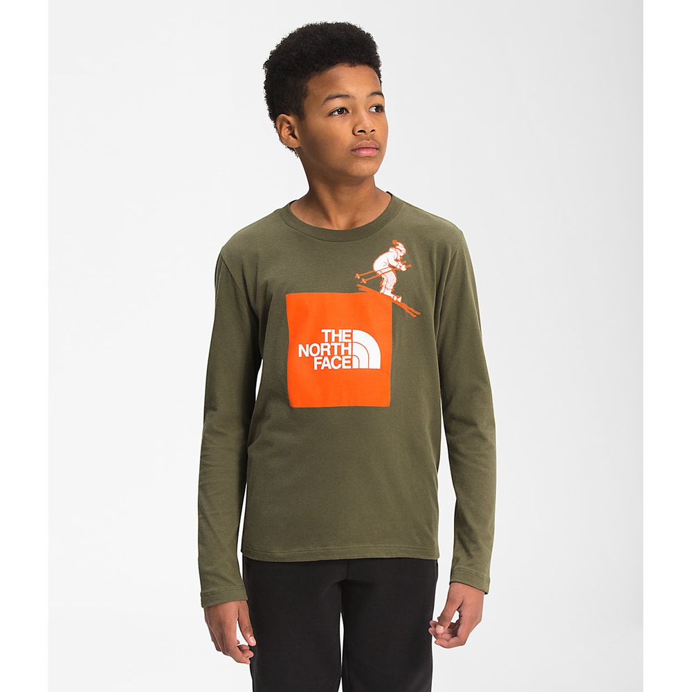 The North Face T-Shirts Boys Australia - The North Face L/S Graphic Olive Green (JMN-180967)